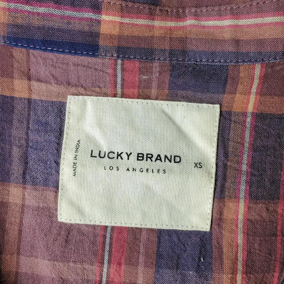 Lucky Brand Women's Short Sleeve Babydoll Tunic Shirt Plaid Size XS - Picture 4 of 12